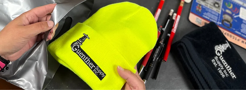 promotional products embroidered with the guenther supply logo