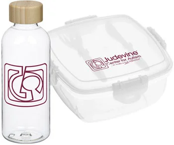 Sona Water Bottle // Square Clip Container with Cutlery
