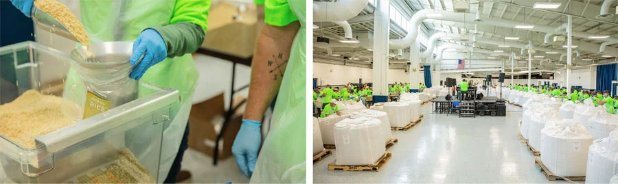 collage of images of food packaging area