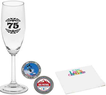 Napa Valley Optic Stem Flute // Challenge Coin // Notepad Mouse Pad