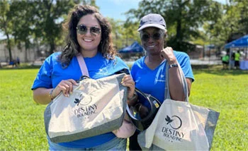 two people holding custom printed bags