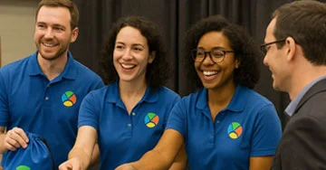 group of people wearing custom logoed polos