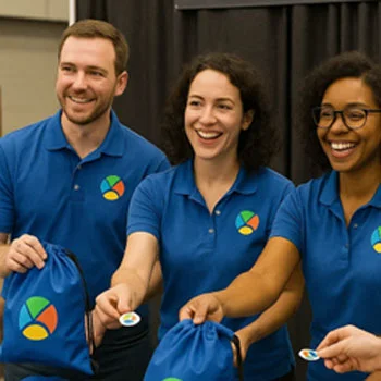group of people wearing custom logoed polos