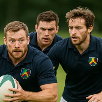 players on a team wearing custom polos