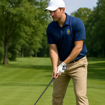 man golfing wearing a custom polo