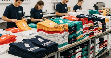 printed t-shirt display in a store