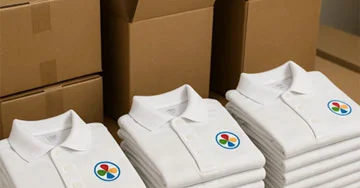custom logoed polos ready to be shipped