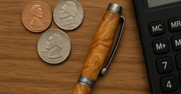 custom pen with a wood barrel on a desk