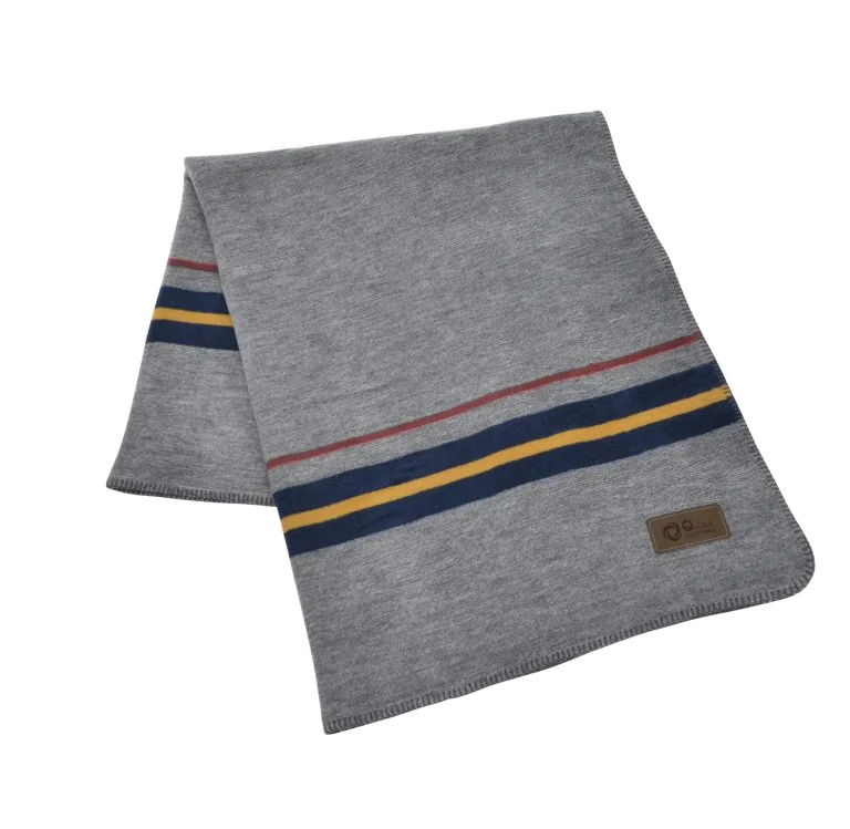 Chalet Stripe Throw Blanket with custom company logo on it