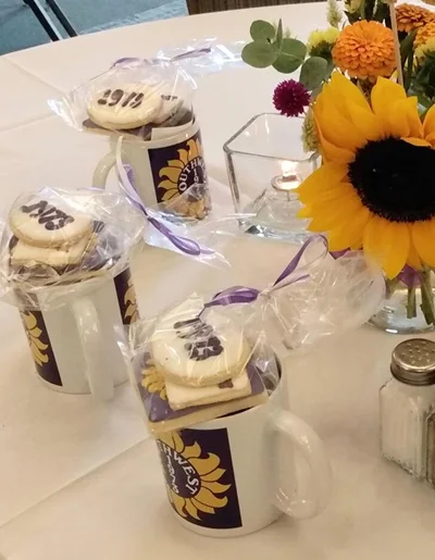 Event swag bag using a mug and topping off with cookies