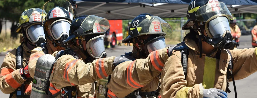 group of 5 Fire Camp students in training