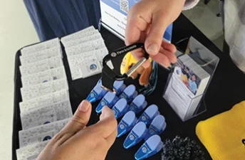 branded sponsorship items on a table
