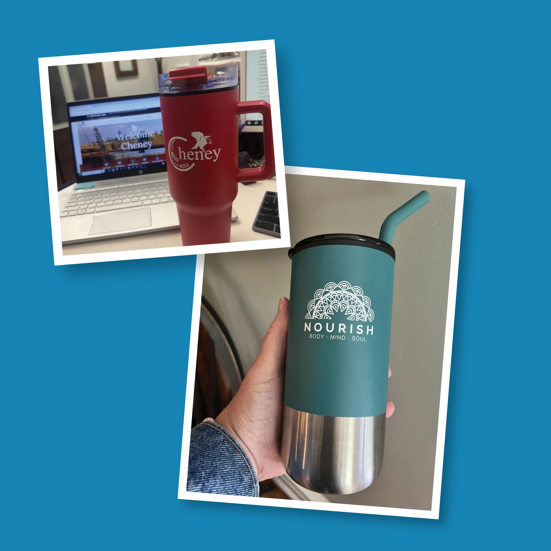 collage of imprinted drinkware