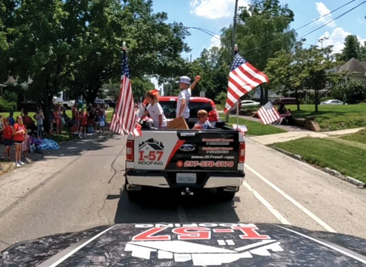 I-57 Roofing truck in a parade
