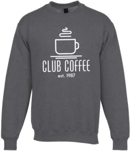 Fleece crewneck sweatshirt with company logo imprinted on front