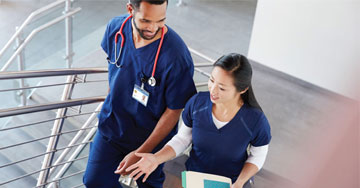 two nurses having a conversation