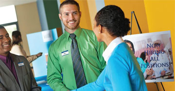 career fair attendees exchanging information