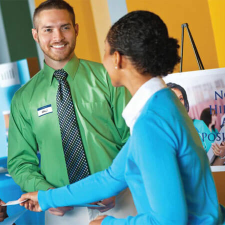 career fair attendees exchanging information