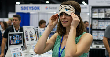 person looking through a virtual reality headset