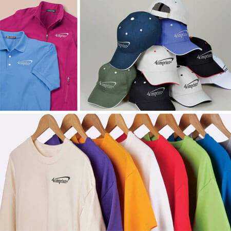 collage of embroidered promotional products